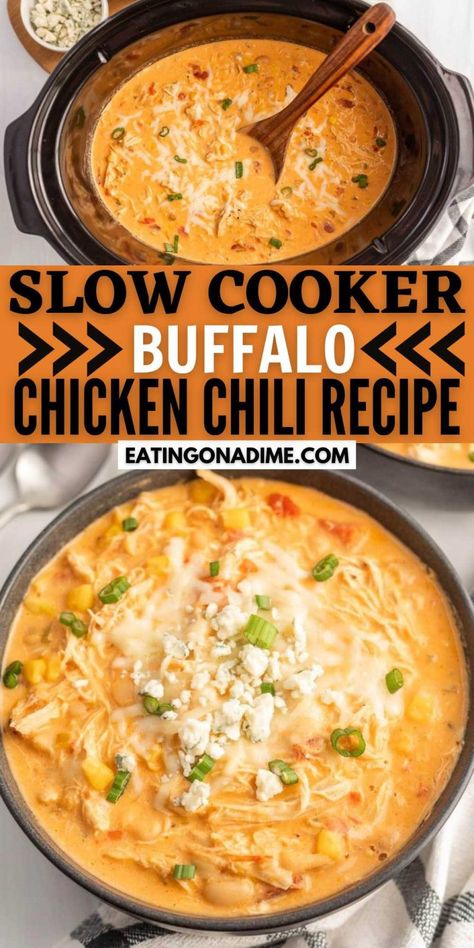 Buffalo Chicken Chilli, Crockpot Buffalo Chicken Chili, Buffalo Chicken Chili Recipe, Crock Pot Buffalo Chicken, Fall Chicken Recipes, Slow Cooker Buffalo Chicken, Buffalo Chicken Chili, Crockpot Buffalo Chicken, Buffalo Chicken Soup