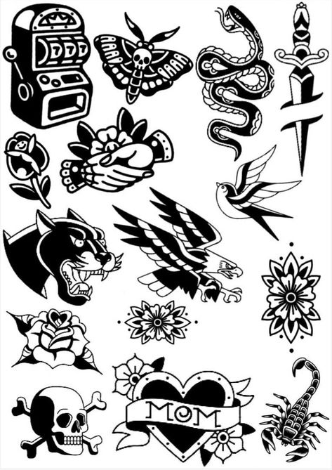 Explore the grandeur of old schools and classical art with our vintage-style tattoo designs. Contact us for a custom sketch. Black Flash Tattoos, Acab Tattoo, Traditional Tattoo Black And White, Traditional Tattoo Stencils, Traditional Tattoo Drawings, Tato Flash, Tato Tradisional, Traditional Black Tattoo, Vintage Style Tattoos