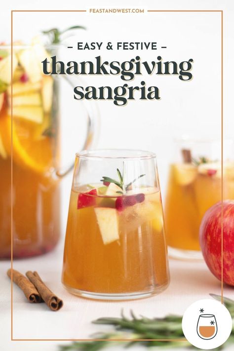 Serve up festive, spiced Thanksgiving Sangria at your holiday feast. With apple cider, bourbon, white wine and fall flavor, it will be a hit. Fall Apple And Pear White Wine Sangria, Fall Sangria With Apple Cider, Fall White Sangria Recipe, Fall Sangria With Bourbon, White Wine Sangria Fall, Best Fall Sangria Recipe, Sangria For Thanksgiving, Fall White Wine Sangria, Thanksgiving Cocktails Sangria