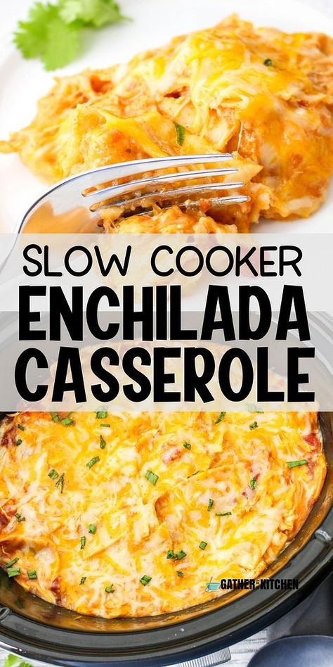 Enchilada Casserole In Crockpot, Easy Dinner Recipes Crockpot Casseroles, Taco Tuesday Crockpot, Mexican Food Recipes In Crockpot, Crockpot Recipes Chicken Enchilada, Chicken Enchilada Sauce Crockpot, Lazy Enchiladas Crockpot, Red Meat Crockpot Recipes, Beef Enchilada Casserole Crockpot