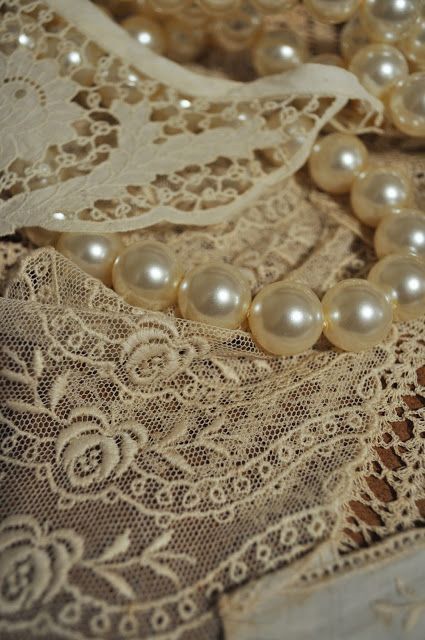 Pearls Aesthetic, Karen Valentine, Pearl Aesthetic, Pearls And Lace, Gold Aesthetic, My Board, Pearl And Lace, Linens And Lace, Vintage Crafts