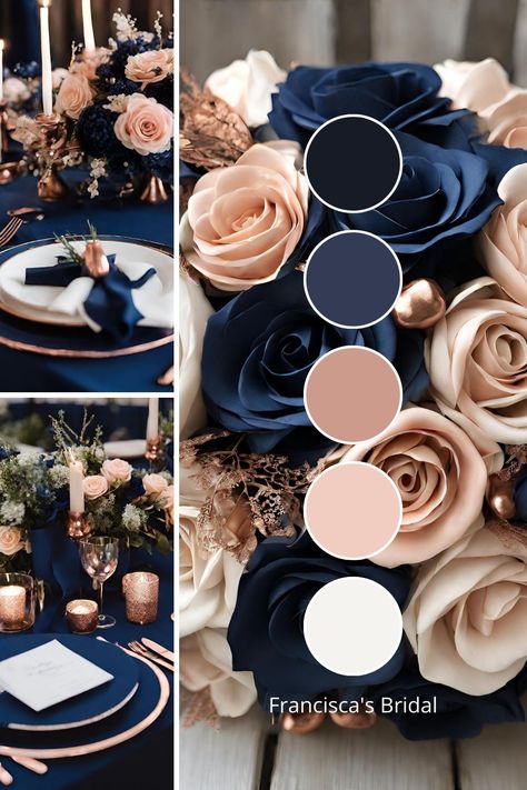 Wedding Color Guide, Pink And Blue Wedding Theme Decor, Wedding Color Schemes June, Ethereal Wedding Theme Color Schemes, Royal Blue Wedding Theme Color Palettes, Bride Color Palette, Wedding Colour Pallet, Color Themes For Wedding, Moody Wedding Color Palette