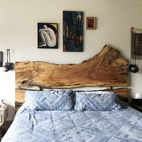 Excelsior Wood Products- Live Edge Headboard #excelsiorwood #headboard #liveedge #slab Live Edge Headboard, Live Edge Bed, Rustic Style Furniture, Rustic Furniture Design, Live Edge Furniture, Bedroom Boho, Rustic Furniture, Furniture Projects, Live Edge