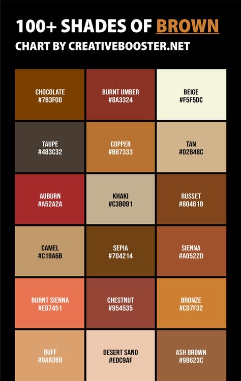 Shades Of Brown Color, Brown Color Names, Brown Color Palette, Chestnut Color, Hex Color Codes, Brand Color Palette, Brown Walls, Shades Of Beige, Brown Shades