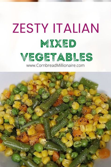 Zesty Italian Mixed Vegetables are uniquely delicious thanks to a creative splash of seasonings. Easy to make with simple ingredients. Serve as a side dish with a favorite meal or special holiday dinner. Italian Mixed Vegetables, Recipe For Mixed Vegetables, Seasoning For Mixed Vegetables, Seasoned Mixed Vegetables, Mixed Vegetables Salad, Vegetable Medley Recipes Side Dishes, Light Vegetable Side Dishes, Mixed Veggies Side Dish Frozen, Quick Easy Vegetable Side Dish