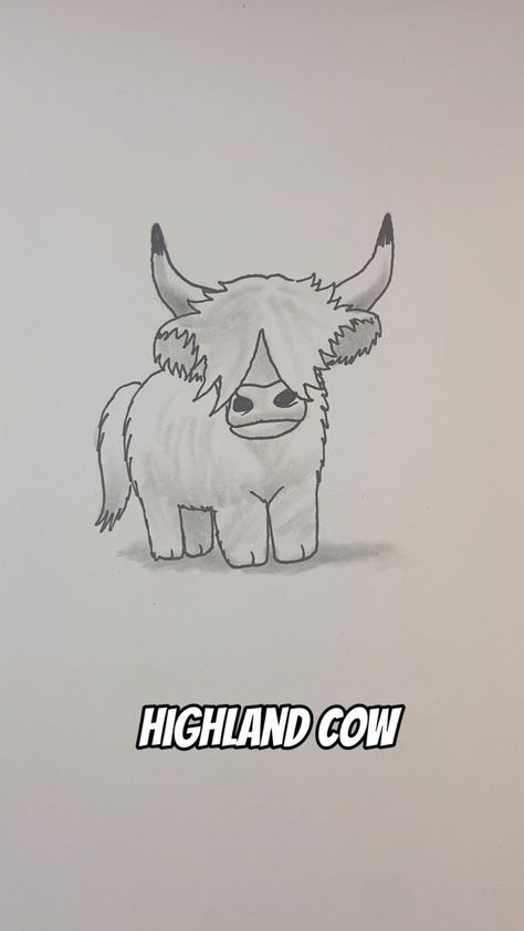 Shane Burke | A is for Highland cow! Start with an A for the emo haircut! #drawingtutorial #highlandcow #learntodraw #emodrawing #art #drawing #funart | Instagram Simple Highland Cow Drawing, Highland Cow Drawing Easy Step By Step, Fluffy Cow Drawing Easy, Buffalo Drawing, Easy Cow Drawing, Cows Drawing, How To Draw A Cow, Highland Cow Drawing, Cow Drawing Easy