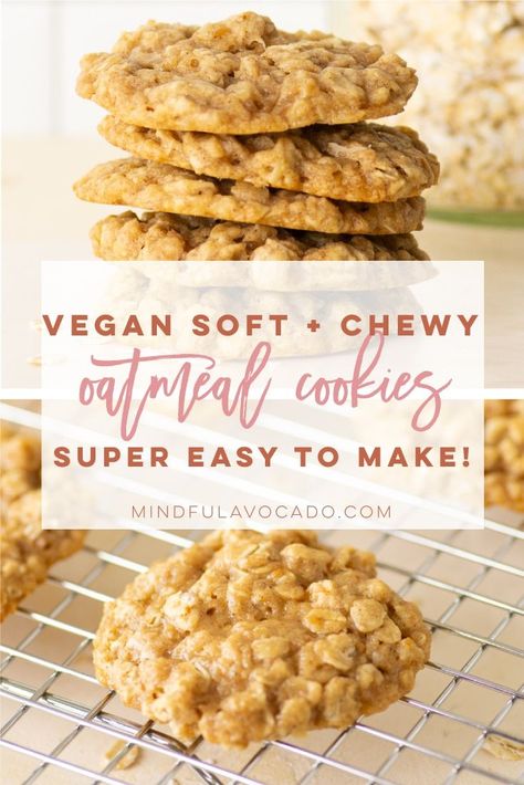 Vegan Oatmeal Cookies are a classic cookie recipe. So easy to make and only requires simple ingredients. #veganoatmealcookies #oatmealcookies #vegancookies | Mindful Avocado Beaming Baker, Oatmeal Cookie Recipes Healthy, Easy Vegan Cookies, Vegan Oatmeal Cookies, Best Oatmeal Cookies, Oatmeal Cookies Easy, Smoothies Vegan, Healthy Oatmeal Cookies, Cookies Healthy