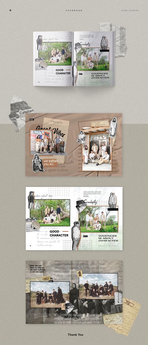 Book Layout Design Ideas, Scrapbook Photo Layout Ideas, Layout Design Photobook, Cute Photobook Ideas, Photos Layout Design, Vintage Photo Collage Ideas, Vintage Book Design Layout, Scrapbook Magazine Ideas, Scrapbook Designs Layout Templates