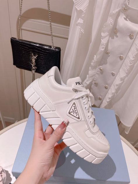 Prada Sneakers Outfit, Prada Boots Outfit, Prada Boots, Prada Heels, Korean Shoes, Prada Sneakers, Shoes Heels Classy, Shoes Prada, Bags And Shoes