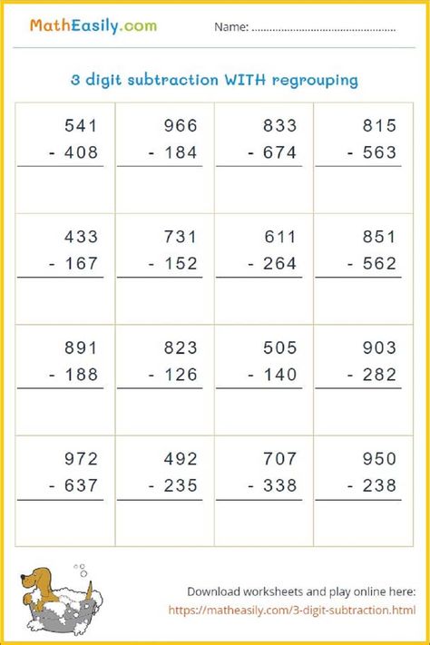 3 digit subtraction with regrouping worksheets PDF 3digit Subtraction With Regrouping, Subtraction 3 Digits With Regrouping, Math Exercises 3rd Grade, Subtraction Worksheets 3rd, Subtraction Worksheets For Grade 2, Subtraction Worksheets Grade 1, Three Digit Subtraction With Regrouping, Basic Subtraction Worksheets, 3 Digit Addition With Regrouping