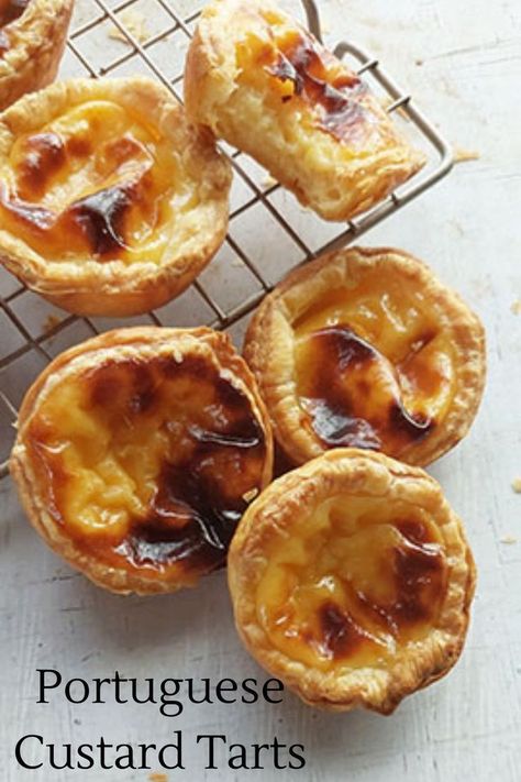 Tarts With Puff Pastry, Egg Custard Tart Recipe, Nata Recipe, Natas Recipe, Portuguese Custard Tarts, Portuguese Tarts, Custard Tarts Recipe, Portuguese Egg Tart, Custard Tarts