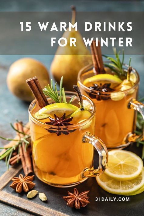 When winter weather seems to seep into your bones, when the days are short and you crave anything toasty, these easy and delicious winter warm drinks will have you relishing the frigid months of the season. Hot Toddy Recipe With Tea, Spiked Mulled Cider, Classic Hot Toddy Recipe, Hot Toddy Recipe For Colds, Cold Weather Drinks, Hot Toddy Recipe, Warm Winter Drinks, Toddy Recipe, Tea For Colds