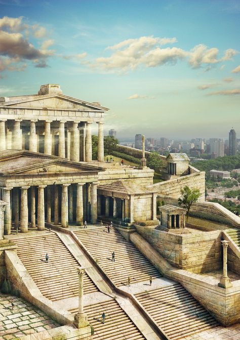 The Acropolis of Athens, Evgeny Kazantsev Architecture Ancient, Imperiul Roman, Greece Architecture, Architecture Antique, Ancient Greek City, Greek City, Bangunan Minecraft, Athens Acropolis, Ancient Greek Architecture