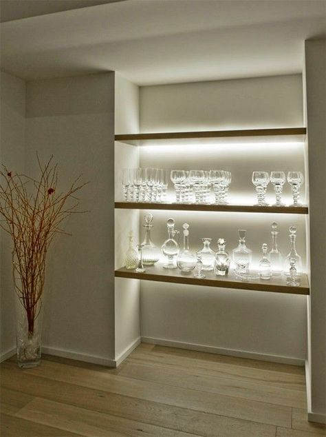 Inspired LED- Shelving accent LED lighting #LED #lighting #display: Led Accent Lighting, Bookcase Lighting, Armoire Dressing, Led Under Cabinet Lighting, Led Cabinet Lighting, Led Light Design, Interior Design Website, Shelf Lighting, Deco Luminaire