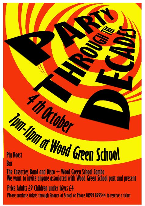 WGS Parent Mail ARCHIVE: Party Through the Decades // WORMHOLE EFFECT - GRAPHIC IDEA Retro Theme Party, Decades Party, Throwback Party, 4 October, Graduation Party Themes, Through The Decades, Healthcare Marketing, Volunteer Appreciation, Green School