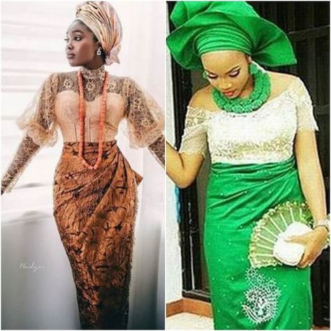 Latest Lace Blouse Styles for Wrappers (2020 Igbo Blouses) - NaijaGlamWedding Latest Lace Blouse Styles, Latest Igbo Blouses For Wrapper, Madam Blouse Styles, Madam Blouse Lace For Wrapper, Madam Blouse, Igbo Blouse, Lace Blouse Styles, Lace Skirt And Blouse, Nigerian Dress