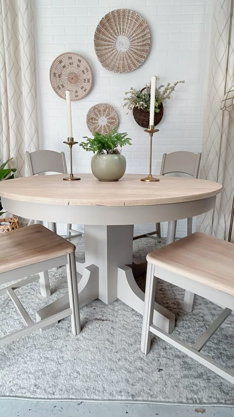 Refurbished Kitchen Tables, Dining Set Makeover, Bleached Top, Painted Dining Room Table, Refinished Table, Dining Room Table Makeover, Painted Kitchen Tables, Painted Dining Table, Dining Table Makeover