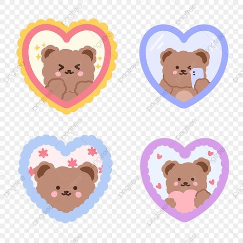 Cute Bear Illustration Korean, Korean Cute Stickers Printable, Korean Stickers Aesthetic Printable, Korean Cute Illustration, Cute Bear Stickers Printable, Bear Stickers Printable, Hoppang Korean Bear, Emoji Bear, Korean Bear Stickers