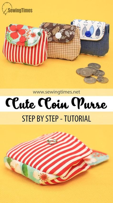 Diy Fabric Purses, How To Crochet For Beginners, Pochette Diy, Diy Coin Purse, Diy Pouch, Purse Patterns Free, Coin Purse Pattern, Coin Purse Tutorial, Wallet Sewing Pattern