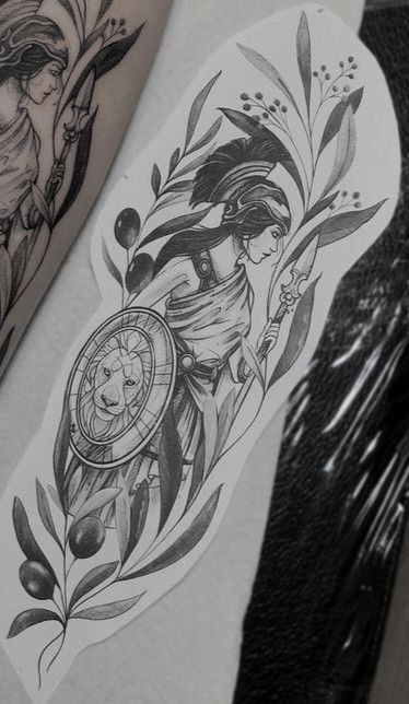 Athena Goddess Tattoo, Aphrodite Goddess Tattoo, Victoria Tattoo, Forest Forearm Tattoo, Greek Goddess Tattoo, Artemis Tattoo, Athena Tattoo, Greek God Tattoo, Shield Tattoo