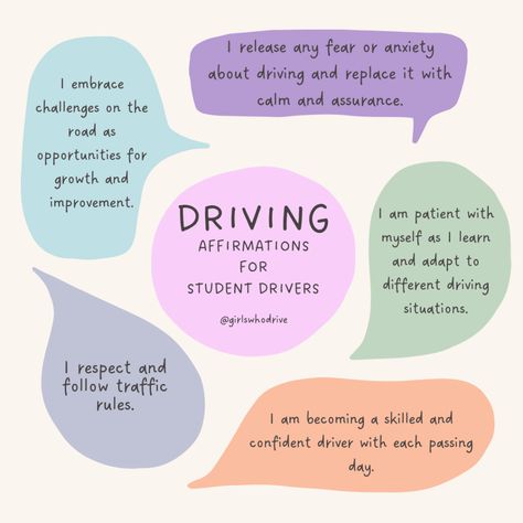 Driving Affirmations, Best Self Journal, Driving Theory, Drivers Test, Become More Confident, Student Driver, Healing Journaling, Self Care Bullet Journal, Learning To Drive