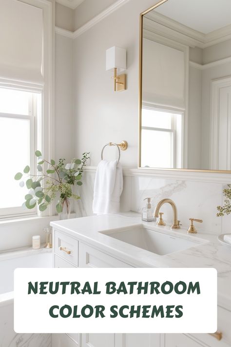 Neutral Bathroom Color Schemes Oatmeal Bathroom Ideas, Griege Paint Bathroom, Light Beige Bathroom Ideas, Taupe Paint Colors Bathroom, Bathroom Transitional Style, Bathroom Color Schemes No Window, White Bathroom Wall Color, Agreeable Gray Color Scheme Bathroom, Bathroom Colors With White Vanity