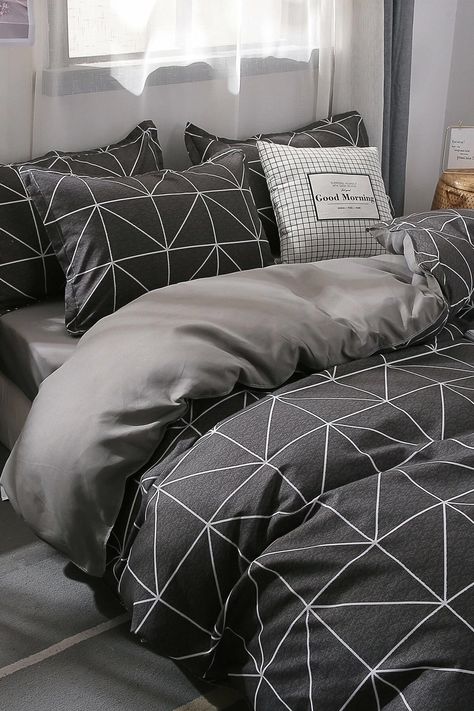 Shop SHEIN soft and stylish bedding sets and create the ultimate retreat. Our collections include duvet covers, summer quilts, bed sheets & more. Classic Bedding Sets, Geometric Duvet Cover, Grey Duvet, Bedding Sets Grey, Gray Duvet Cover, Patterned Bedding, Double Duvet Covers, Single Duvet Cover, Duvet Cover Pattern