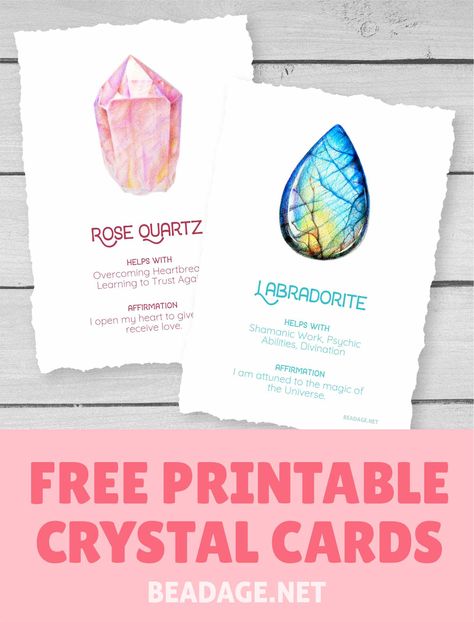 Gorgeous illustrated cards with crystal picture, meaning, and affirmation. #crystals #gemstones #witchy Things To Make With Crystals, Printable Tarot Cards Free, Diy Tarot Cards Free Printable, Free Crystal Printables, Diy Oracle Cards Free Printable, Free Oracle Cards Printable, Oracle Cards Decks Printable, Crystal Printables, Crystals Printable