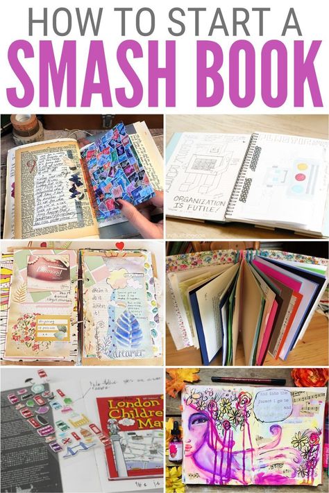 Are you ready to begin your exciting Smash Book adventure? Unleash your creativity with our easy-to-follow guide, complete with essential supplies and step-by-step instructions. Dive into the world of vibrant photo journaling and craft your unique masterpiece today! Smash Book Diy, Photo Journaling, Smash Book Inspiration, Smash Book Pages, Altered Book Journal, Smash Journal, Craft Board, Diy Journal Books, Altered Book Art