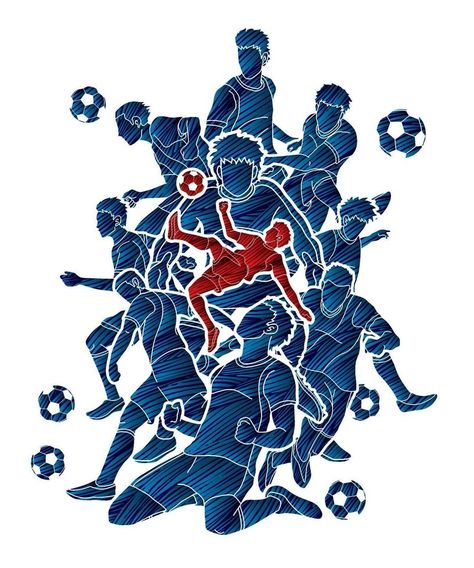 Group of Soccer Men Players Action Poses Poses Action, Desain Ux, Volleyball Jewelry, Soccer Men, Gaelic Football, Sports Illustration, Kid Bedroom, 3d Vector, Soccer Poster