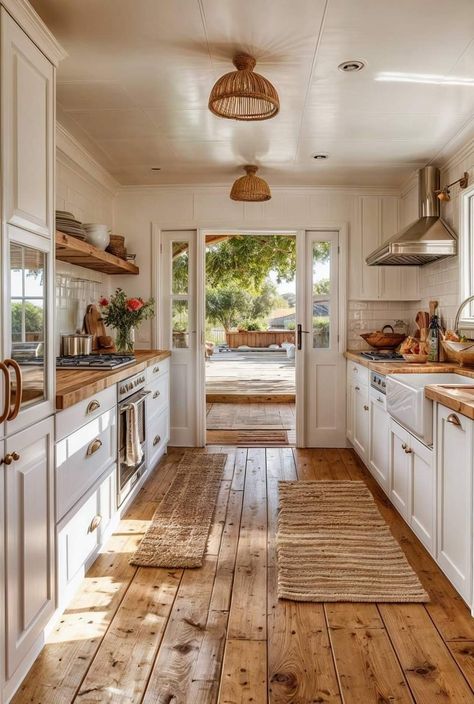 Modern Farmhouse Kitchen, Modern Farmhouse Kitchens, Open Kitchen, Kitchen Makeover, Dream House Decor, White Cabinets, Dream Home Design, Home Decor Kitchen, 인테리어 디자인