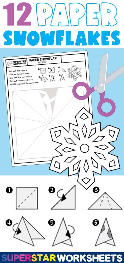 Snow Flake Tutorials, Snowflake Template Easy, Torn Paper Snowflake, Folding Snowflakes How To, Making A Snowflake, Paper Craft Snowflake, 3d Paper Snowflake Patterns Templates, How To Cut Out Snowflakes Easy, How To Make Paper Snowflakes For Kids