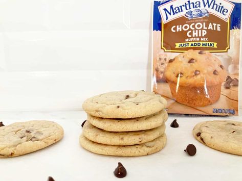 Cookies With Muffin Mix - Savvy Homebody Muffin Cookies Easy Recipes, Muffin Mix Cookies Martha White, Martha White Muffin Mix Cookies, Martha White Muffin Mix Hacks, Muffin Mix Cookies, Homemaking Recipes, Martha White Muffin Mix, Butter Measurements, Chocolate Chip Muffin Mix