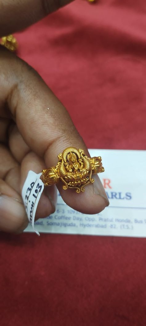 #pearlsring #goldpearlsring #goldpearlsring #ring #gemstonering Lakshmi Design Gold Bangles, Laxmi Devi Finger Rings Gold, Lakshmi Devi Rings Gold, Kambi Bangles Gold, Lakshmi Devi Finger Rings Gold Women, Maggam Blouses, Gold Pendants For Men, Lakshmi Devi, Gold Earrings Models