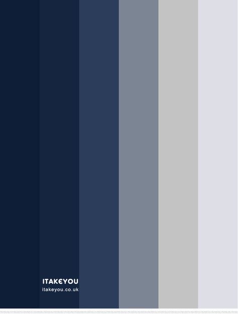 Navy Blue and Grey Bedroom Colour Scheme, Best paint Colors, Itakeyou Dark Blue Colour Scheme, Retro Blue Color Palette, Navy Moodboard, Blue Grey Colour Palette, Blue And Grey Combination, Blue Pallet Color, Blue Grey Color Palette, Grey Color Combinations, Navy Blue Colour Palette