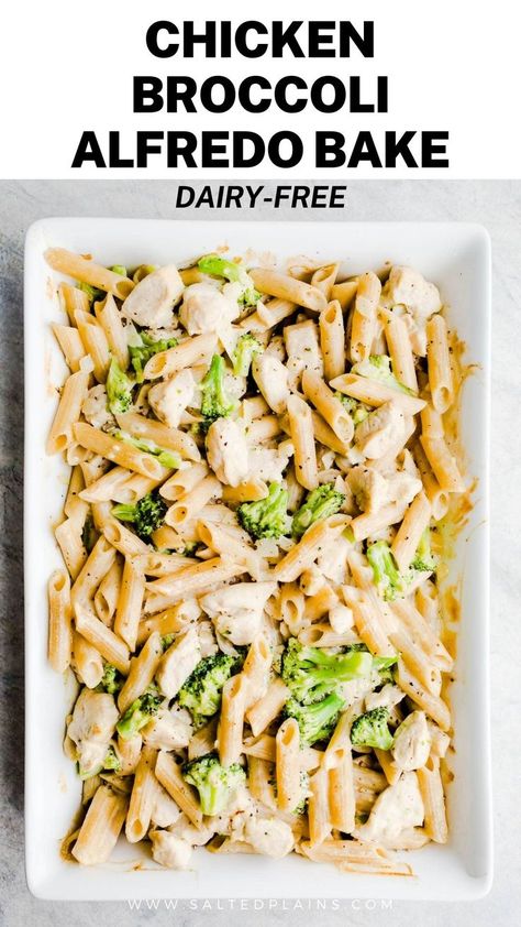 Quick Chicken Pasta Recipes, Chicken Broccoli Alfredo Bake, Broccoli Alfredo Bake, Chicken Broccoli Pasta Casserole, Gluten Free Pasta Dinner, Chicken Recipes Dairy Free, Gluten Free Dairy Free Recipes Dinner, Gluten Free Pasta Dishes, Dairy Free Pasta Recipes