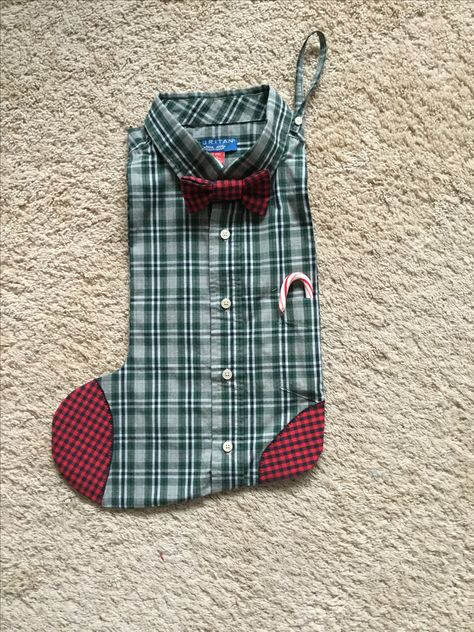 Repurpose Ties, Jeans Christmas Stocking Diy, Stockings Made From Jeans, Christmas Stocking From Old Jeans, Christmas Stocking From Old Sweater, Denim Christmas Stockings Old Jeans, Memory Ornaments, Memory Pillow From Shirt, Memory Clothes