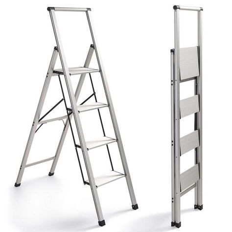 Steel Ladder Design, Cyberpunk Alley, Indoor Ladder, Kitchen Step Ladder, Iron Ladder, Foldable Stairs, Ladder Chair, Iron Furniture Design, Metal Ladder