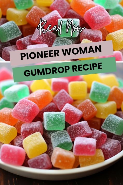 Add some sweet and colorful fun to your baking repertoire with this unique gumdrop recipe from the Pioneer Woman. Try it today for a special treat! Pta Bake Sale Ideas, Gum Drop Recipe, Gumdrop Candy Recipe, Homemade Gumdrops Recipes, How To Make Candy Easy, Ideas For Suran Wrap Ball, After Dinner Mints Recipe, Homemade Gum Drops, Soft Candy Recipes