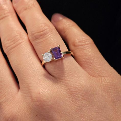 An incredible Toi et Moi (You and Me) ring made just for @dsoto222 💜 Deny wanted a ring that represented the precious bond between she and her son. April diamond just happens to be his birthstone while amethyst is hers. They make such a perfect pairing. #dmfinejewellery Fine Jewellery, Perfect Pair, You And I, Birthstone, Amethyst, Fine Jewelry, The Incredibles, Ring, Quick Saves