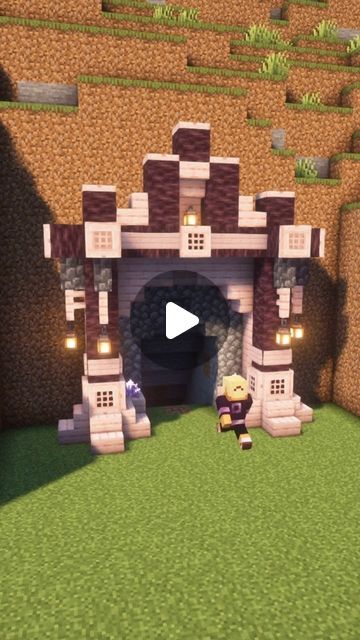 RoYeZ on Instagram: "Minecraft Mine Entrance Design🌸 #minecraft #minecraftbuilds #minecraftbuilding #minecraftideas" Cool Ideas To Build In Minecraft, Minecraft Home Entrance Ideas, Minecraft Underground House Entrance, Cute Cave Entrance Minecraft, Minecraft Pink Mountain House, Circle Entrance Minecraft, Cave House Entrance Minecraft, Aesthetic Minecraft Mine Entrance, Cute Minecraft Archway