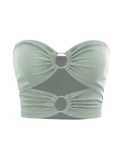 Women's Ring Linked Cut Out Ruched Ribbed Crop Tube Top, Solid Sleeveless Strapless Bandeau Cropped Tank Top for Party Club Holiday Music Festival, Ladies Summer Clothes Tube Top Dress, Cropped Tube Top, Really Cute Outfits, Inspiration Mode, Cute Fits, Ladies Tops Fashion, Women Tops, O Ring, Cute Tops