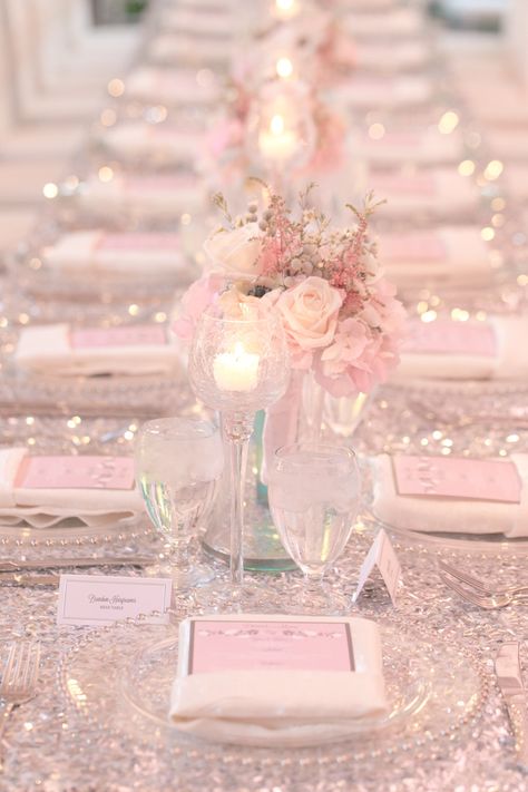 Photography: Amalie Orrange Photography - amalieorrangephotography.com  Read More: http://www.stylemepretty.com/2014/08/01/glitter-and-blush-winter-park-wedding-at-casa-feliz/ Wedding Table Pink, Pink Wedding Receptions, Light Pink Wedding, Pink Wedding Theme, Rose Centerpieces, Sparkly Wedding, Pink Wedding Dresses, Table Runners Wedding, Blush Pink Weddings