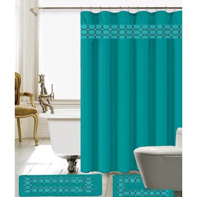 Turquoise Shower, Turquoise Shower Curtain, Teal Shower, Teal Shower Curtains, Teal Bathroom, Shower Rings, Print Bathroom, Bathroom Images, Christmas Bathroom