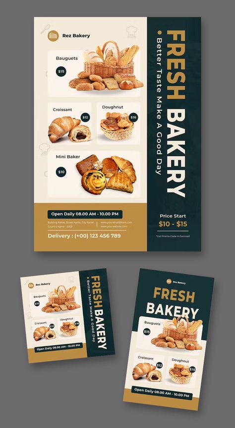 Bakery Catalogue Flyer Template AI, EPS, PSD + Instagram Post and Story Design Catering Catalogue Design, Food Poster Design Layout Flyer Template, Menu Catalogue Design, Instagram Menu Design, Bakery Banner Design Ideas, Menu Bakery Design, Bakery Poster Design Ideas, Bakery Flyer Design Ideas, Bakery Catalogue