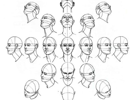 Some drawing references! *Mostly human* - Imgur Drawing The Human Head, Drawing Hair, 얼굴 그리기, Human Figure Drawing, Drawing Heads, Human Drawing, Drawing Faces, Different Angles, Anatomy Drawing