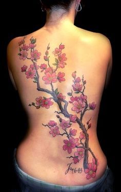 Cherry Tree Tattoo, Tree Back Tattoo, Cherry Tree Tattoos, Cherry Blossom Tree Tattoo, Tree Tattoo Arm, Tree Tattoo Back, Henne Tattoo, Blossom Tree Tattoo, Shoulder Tats