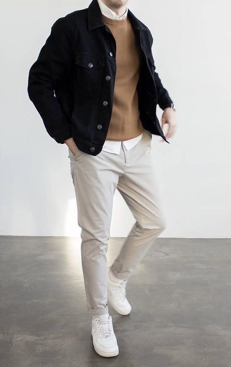 Mens Fashion Oversized Shirt, College Men’s Fashion, Overshirt Men Outfit Streetwear, Khaki Pants Outfit Men Fall, Spring Smart Casual Outfits Men, Men’s Clothing Inspiration, Black And White Aesthetic Outfit Men, 2024 Mens Fashion Trend, Men Business Casual Outfits Work Attire Office Wear