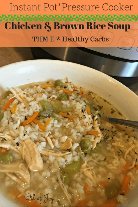 chicken brown rice soup instant pot Chicken Brown Rice Soup, Brown Rice Soup, Thm E, Thm Dinner, Chicken Brown Rice, Chicken And Brown Rice, Trim Healthy Mama Recipes, Pressure Cooker Chicken, Instant Pot Soup Recipes