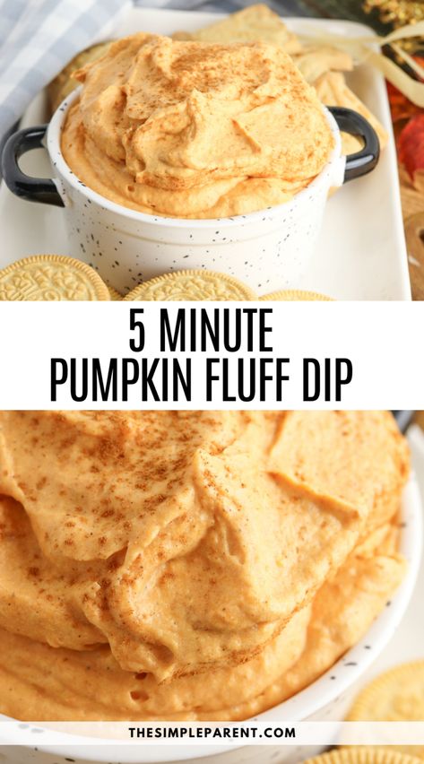 Pumpkin Fluff Dip (Easy 5 Minute Prep!) Easy Pumpkin Dip, Pumpkin Cream Cheese Dip, Fluff Dip, Pumpkin Fluff Dip, Pumpkin Dip Recipe, Pumpkin Pie Dip, Pumpkin Fluff, Pie Dip, Pumpkin Dip